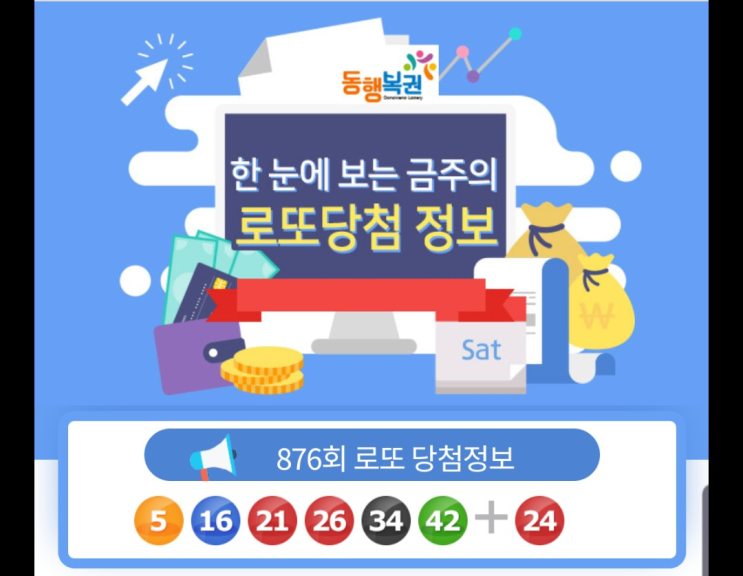  2019년 9월 14일 <로또876회 당첨번호 안내 및 당첨정보>