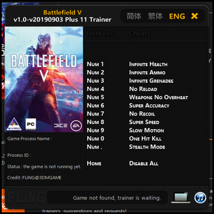  19-09-15 배틀필드 5 트레이너 (Battlefield V Trainer v1.0 +11)3DM