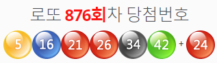  로또876회당첨번호 및 분석