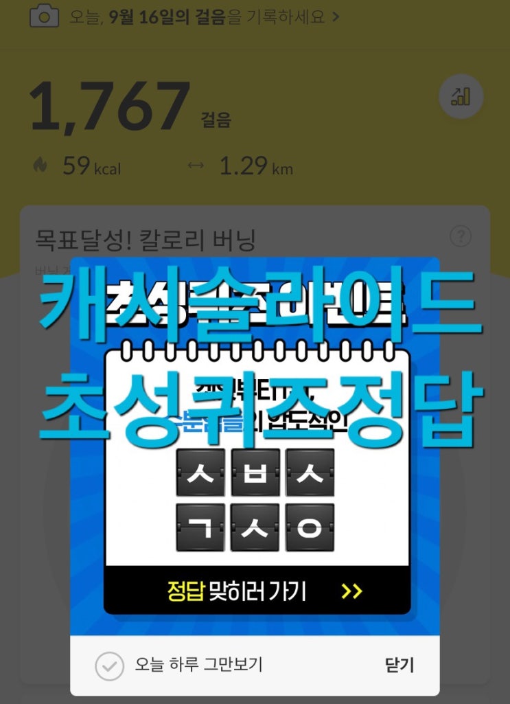  캐시슬라이드 초성퀴즈 나인위시스 수분앰플 ㅅㅂㅅㄱㅅㅇ 정답