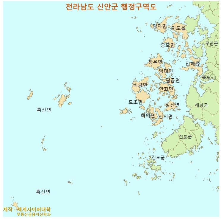  2019년 전남 신안군 읍면별 가장 높은 층수(최고층) 건물 정보