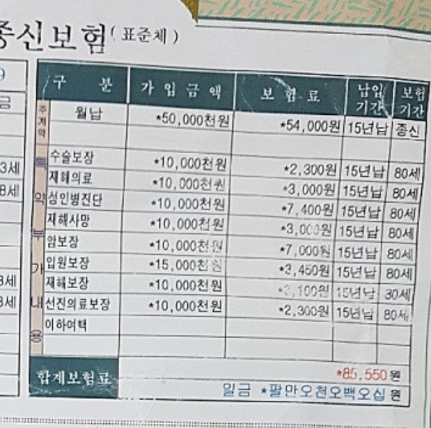  대한생명 대한종신보험 보완해야 할 점 알려주세요 ^^
