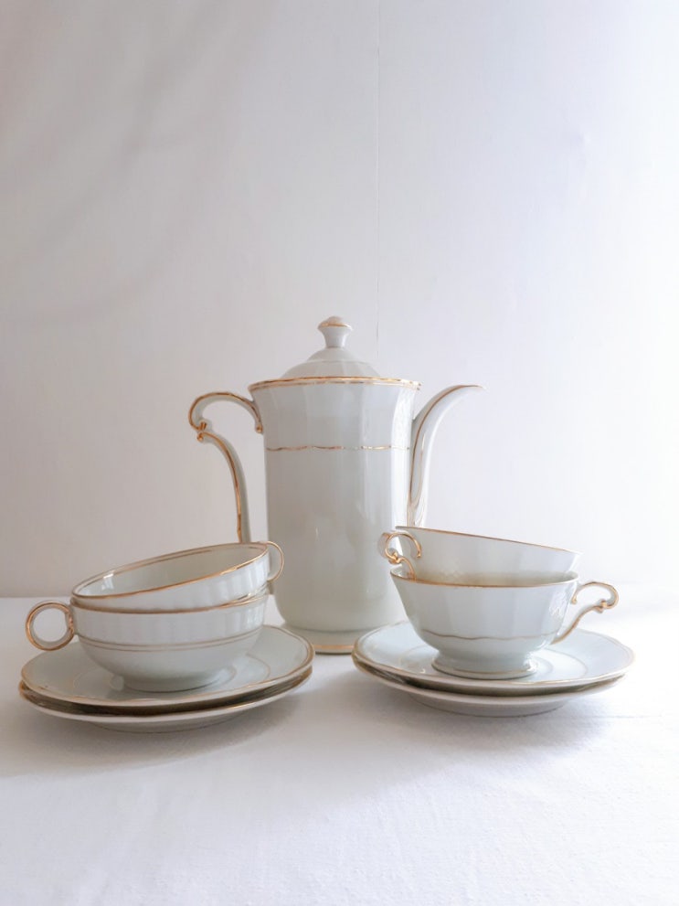 Bernardaud(B&C) Limoges Gold time Tea set(France)