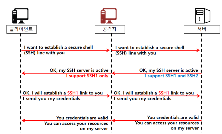 [네트워크 보안] Network Hacking - SSH Downgrade 공격(nc와 ettercap을 사용한 중간자 공격)