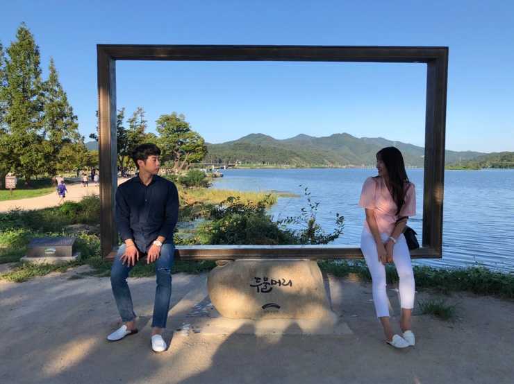  양평 데이트 코스 두물머리가서 연핫도그 먹었어요:)