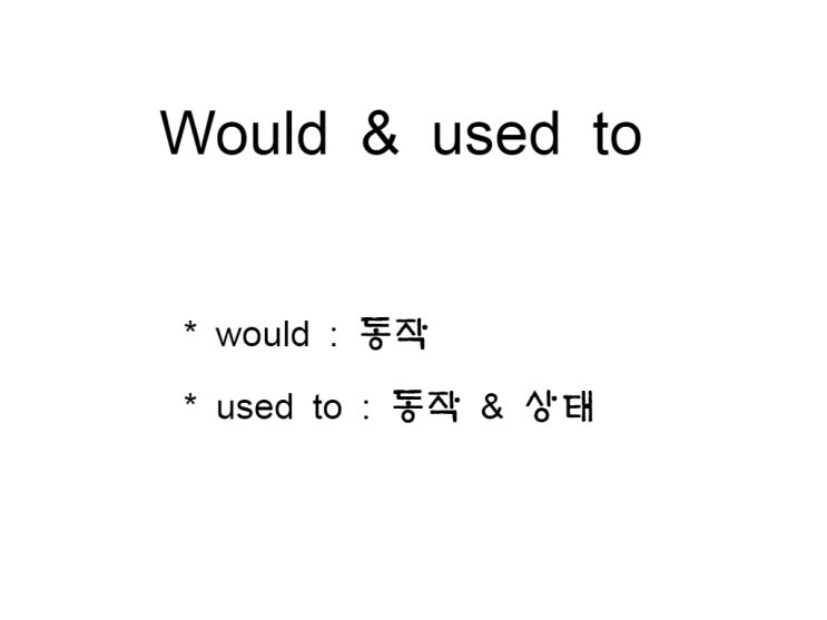  would, used to 차이점, 공통점, 상태, 행동