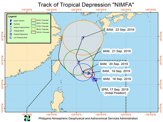  예비 제17호 태풍 '타파' 예상 경로 [필리핀 현지명 님파(Nimfa)]
