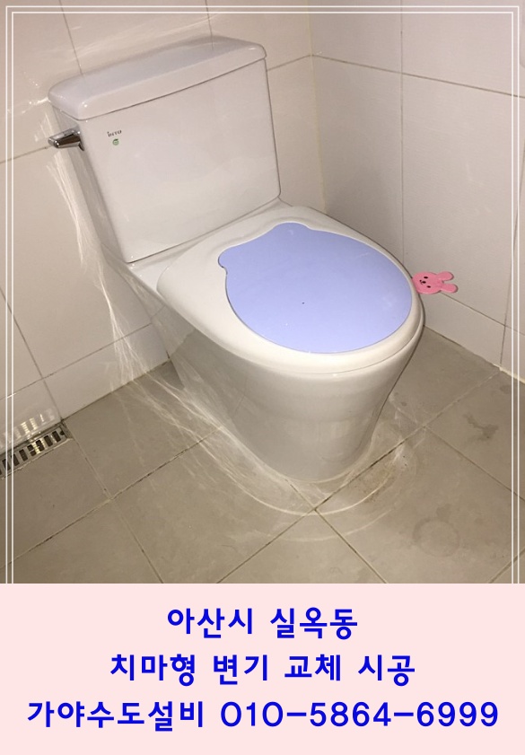  아산 실옥동 푸르지오아파트 변기교체시공 치마형변기 밀폐형변기 아산변기전문점
