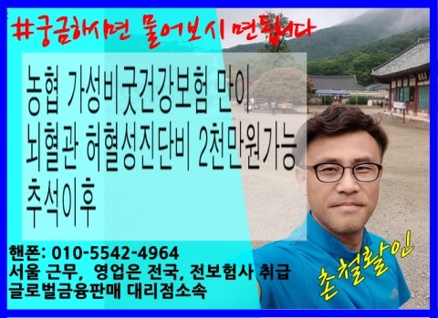  농협 가성비굿건강보험 만이 뇌혈관 허혈성진단비 2천만원가능 추석이후