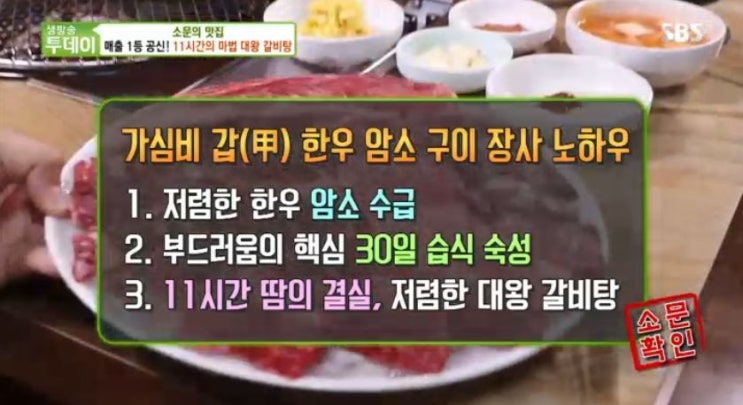 sbs 생방송투데이 소문의 맛집 -  가성비 갑(甲)! 가심비도 갑(甲)! 숙성한우 편  고양 &lt;참숯한우천국&gt;