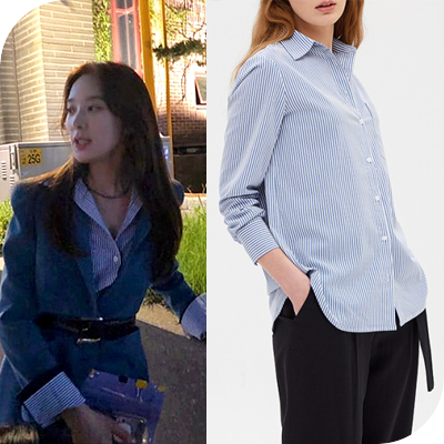 VIP 이청아 인스타그램 패션 옷은 클럽 모나코 여자 스트라이프 셔츠