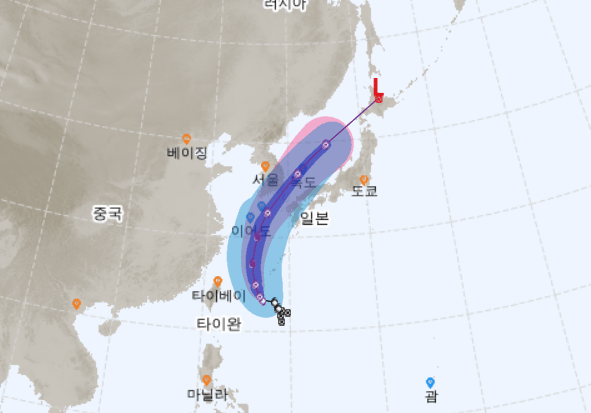  태풍 타파 북상, 예상 경로 주목...일본기상청, 22일 큐슈 접근할 듯