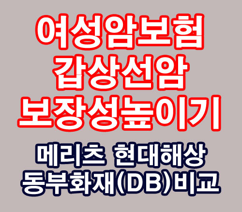  여성을 위한 암보험 < 유사암진단비 갑상선암보험 > 현대해상 메리츠 동부화재 DB 비교 추천