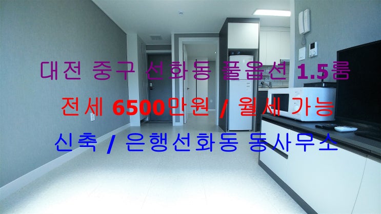  (대전 중구 선화동) 은행선화동사무소 인근에 있는 구조 이쁜 신축 풀옵션 1.5룸~! 저렴한 전세, 월세 모두 가능한 매물입니다 ^^