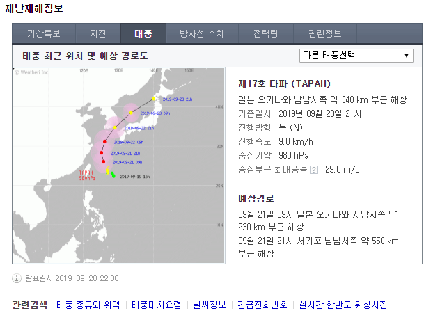  태풍이 또 오네요;; (17호 태풍 타파)