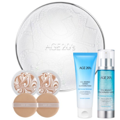  (43% 할인) 에이지투웨니스 에센스 커버 팩트 케이스 + 리필 12.5g x 2p + 셀바운스 세럼 50ml + 셀바운스폼 80ml