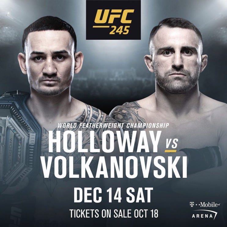  UFC245 할로웨이vs볼카노프스키 확정!