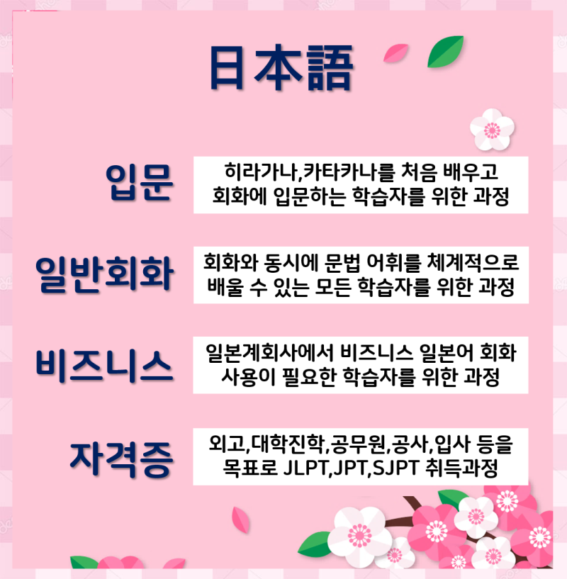 JLPT자격증 유효기간 연수구 일본어과외 송도동 EJU SJPT 청라 일본어회화