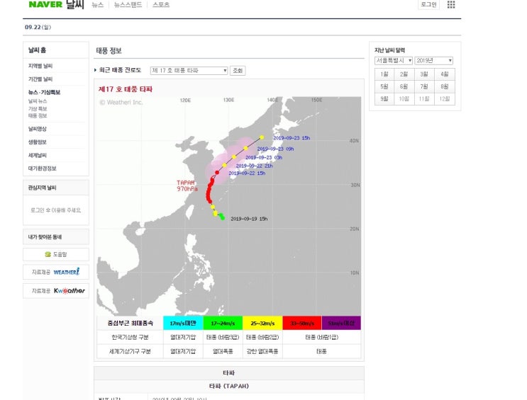  태풍17호 예상경로