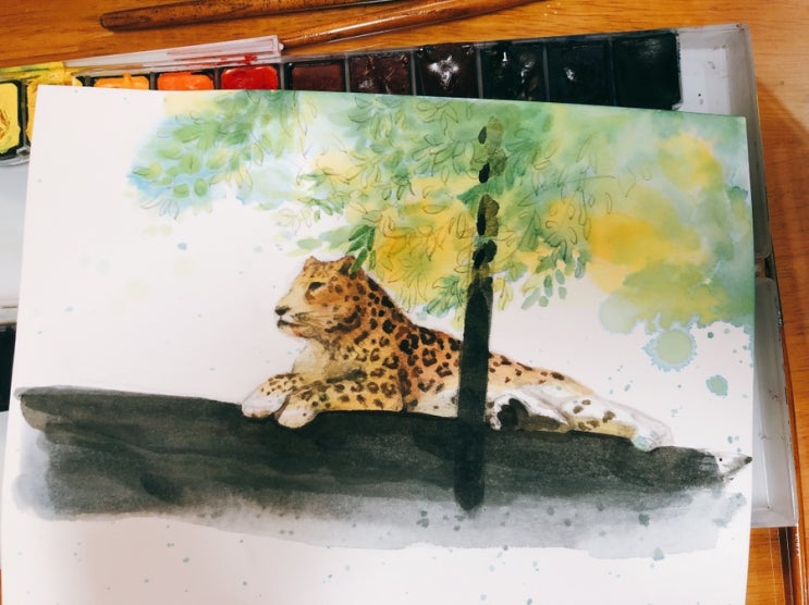  [1일1그림] 청주동물원에 있는 표범 그렸어요.