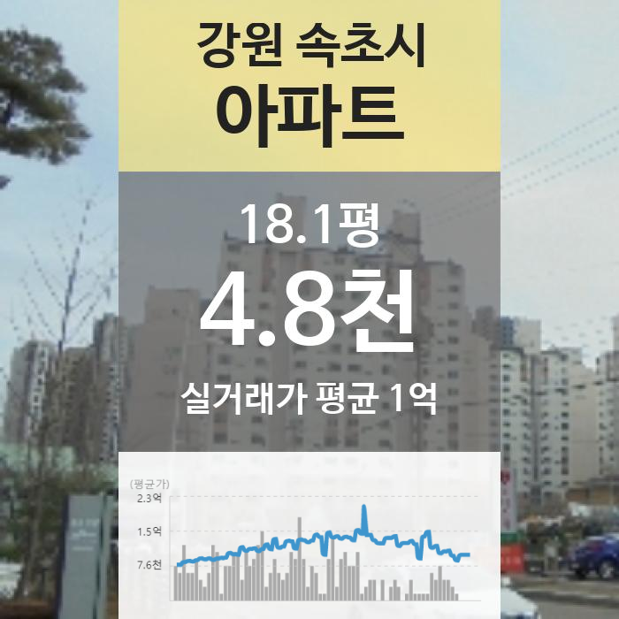  [강원 속초시 조양동 "아파트" 법원 경매] 최저가 48,020,000원 (유찰 2회)