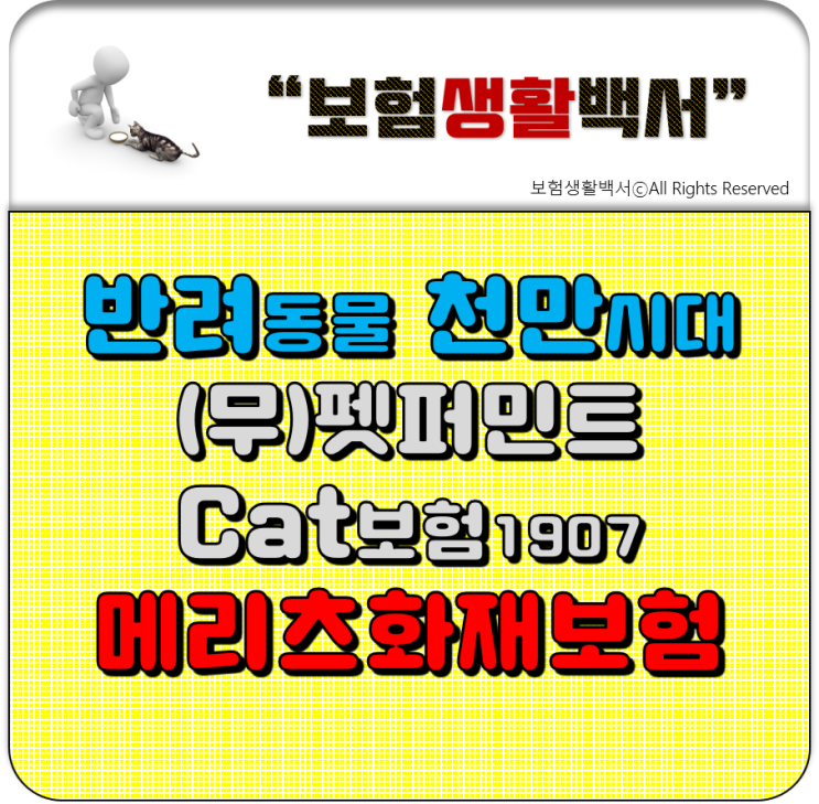  반려동물 천만 시대, 애묘인을 위한 보험 - 메리츠화재보험 (무)펫퍼민트Cat보험1907