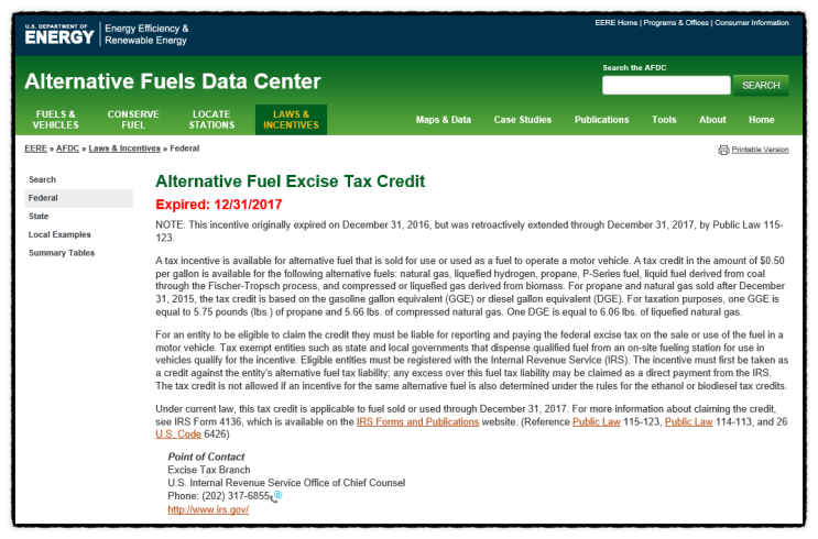 [미국세금] Alternative Fuel Credit 폐지 (지게차 LPG 사용 회사)