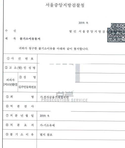  대출목적 체크카드 양도 기소유예 처분 사례
