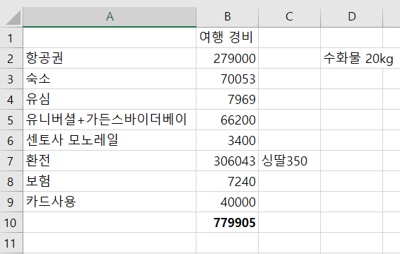  싱가포르 여자 혼자 여행 - 경비편 80만원