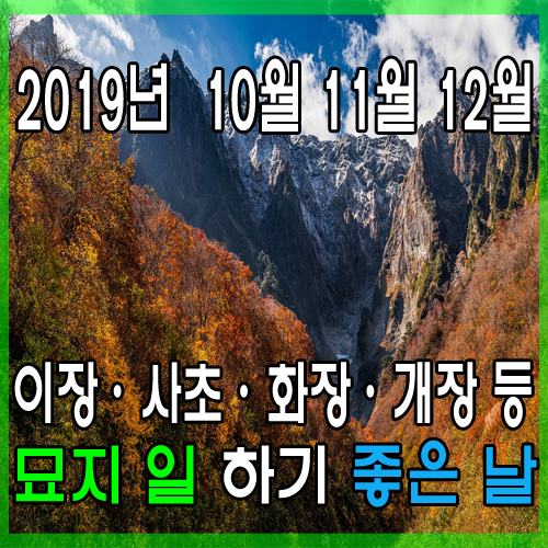 2019년 10월, 11월, 12월 개장 파묘 묘지이장하기 좋은 날 - 2020년 윤달 예약