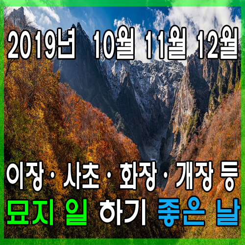  2019년 10월, 11월, 12월 개장 파묘 묘지이장하기 좋은 날 - 2020년 윤달 예약