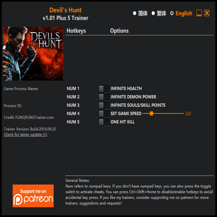  19-09-24 데빌스 헌트 트레이너 (Devil's Hunt Trainer v1.01 +5)3DM