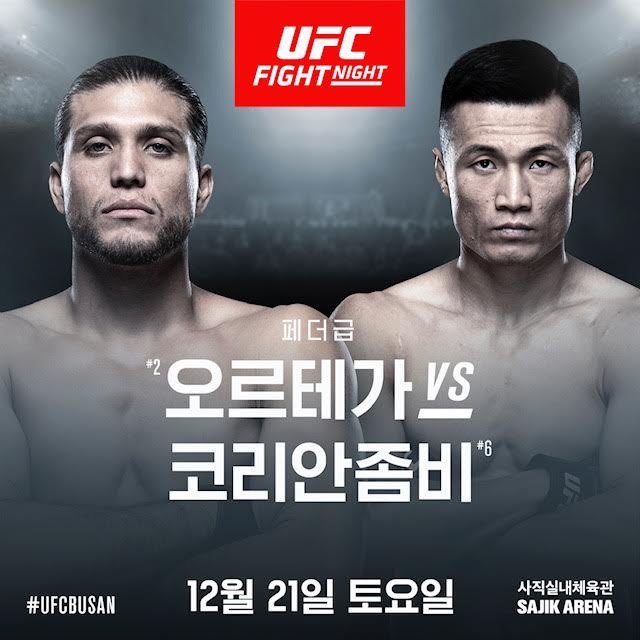 UFC 부산 : 브라이언 오르테가 vs '코리안 좀비' 정찬성 확정