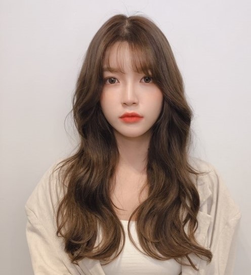  긴머리 웨이브펌 벨라펌 /애쉬브라운 염색