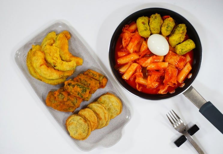  초간단 아이간식만들기 냉동떡볶이 고구마, 단호박, 고추튀김3종