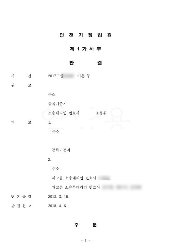  이혼 시 재산분할 승소사례