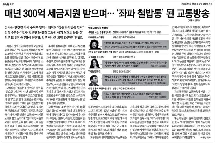 김어준과 tbs 정조준한 조선, 지원사격한 한국당 - 오마이뉴스