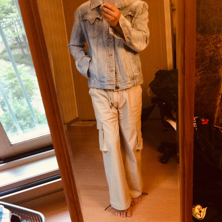  (Unisex)와이드 카고 조거팬츠_Smoke Gray
