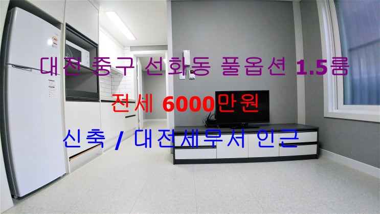 (대전 중구 선화동) 대전 세무서 인근에 있는 깔끔한 구조의 신축 풀옵션 1.5룸! 저렴한 전세 매물입니다 ^^