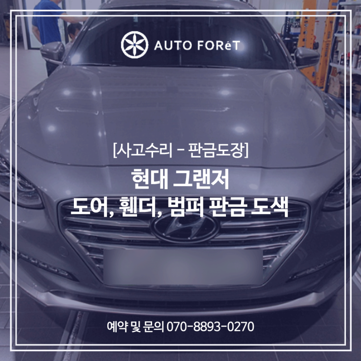  현대 그랜저 / 도어, 휀더, 판금 도색 및 프론트 범퍼 부분 도색