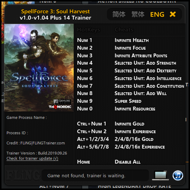  19-09-27 스펠포스 3 소울 하베스트 트레이너 (SpellForce 3 Soul Harvest Trainer v1.0-v1.04 +14)