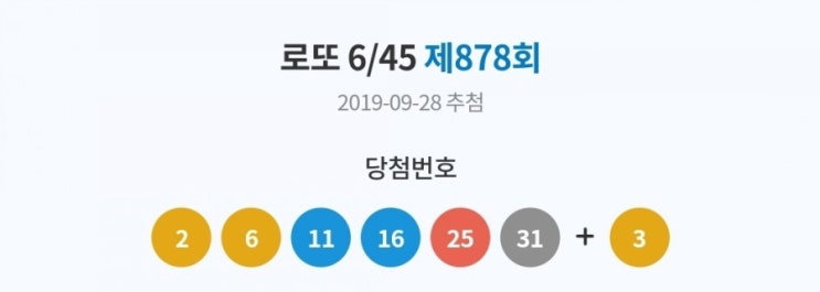  9월 28일 로또 제878회 당첨 번호 안내입니다!