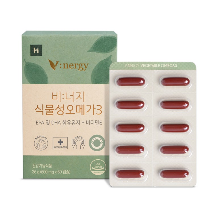  휴럼 비너지 식물성 오메가3 스위스산 미세조류 안심 캡슐 1박스, 36g, 1개