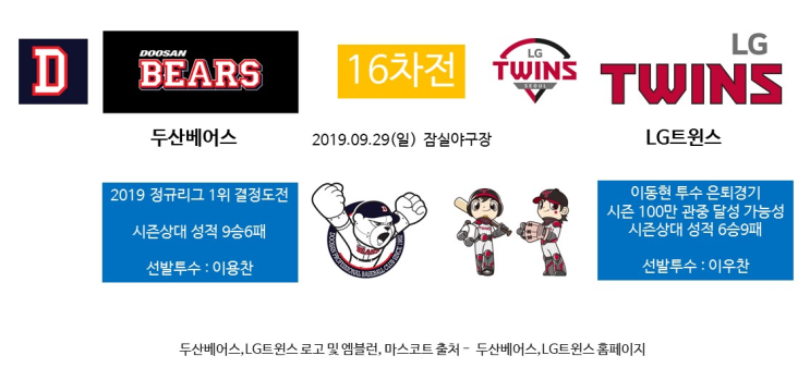  두산 1위와 LG 이동현 은퇴경기,100만관중 돌파를 위한 최종전