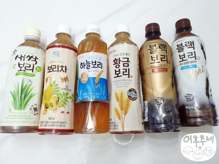  종현군의 먹거리평가 - 구수하고 시원한 보리차 페트 6종 리뷰!(CJ 새싹보리차, 유어스 보리차, 웅진 하늘보리, 롯데 황금보리, 하이트진로 블랙보리, 블랙보리라이트)