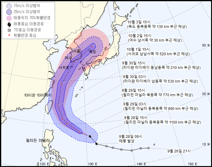 제 18호 태풍 미탁(MITAG) 기상청 | 2019년 09월 28일 16시 00분 발표