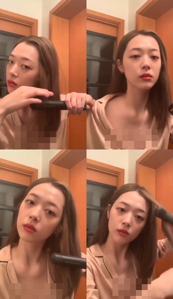  설리 인스타 방송중 노브라 노출
