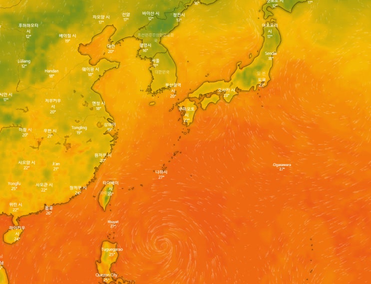  18호 태풍 미탁, 해외 및 국내 예상진로도