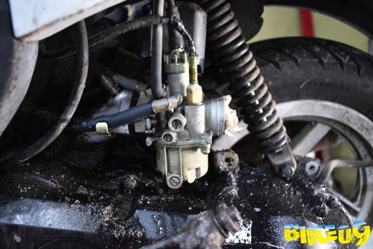  대림 보니따 50cc 스쿠터 2T 스로틀바디 캬브레이터 세척 청소 2년방치 오토바이 살리기 전체점검 무상점검 시동안걸리는거 살리기 전문점 - 대구 바이크09