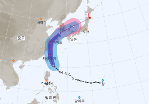 18호 태풍 미탁 3일 목포 상륙, 예상 경로는?...일본기상청, 대형의 강한 태풍